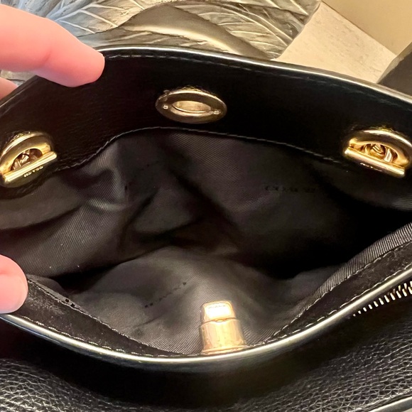 Coach Black Leather Tote with Gold Accents - Picture 11 of 11